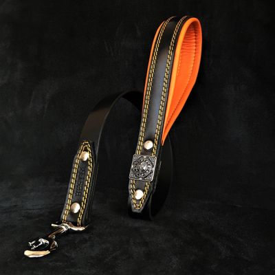 La laisse Eros Noir & Orange
