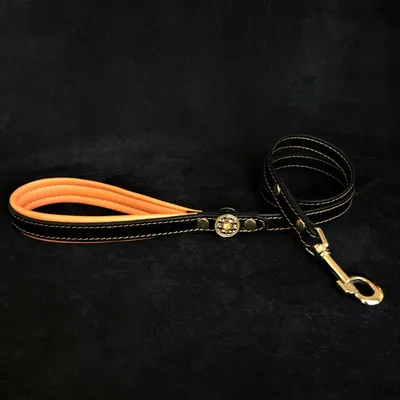 Bestia Custom Dog Gear - Laisse en cuir Bijou Orange