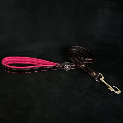 Bestia Custom Dog Gear - Laisse en cuir Bijou Rose