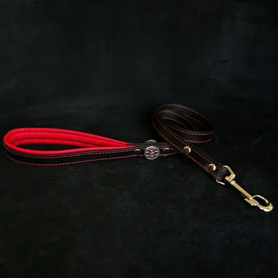 Bestia Custom Dog Gear - Laisse en cuir Bijou Rouge