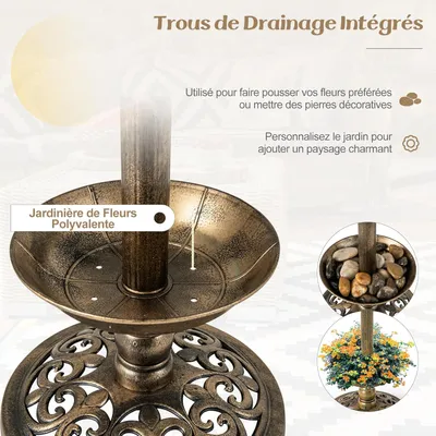 Giantex Bain d'oiseaux sur Pied,2 Lampes Solaire,Support Remplissable