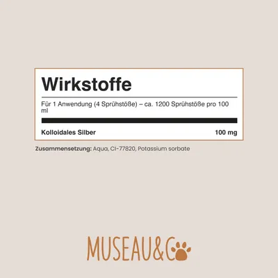 Museau & Co | Kolloidales Silber | Natürliches Antiseptikum | Hund & Katze Museau & Co | Kolloidales Silber | Natürliches Antiseptikum | Hund & Katze