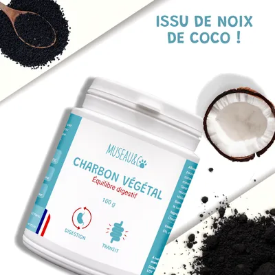 Charbon végétal - Digestion - Purification - Anti-Gaz - Chien & Chat - 100g