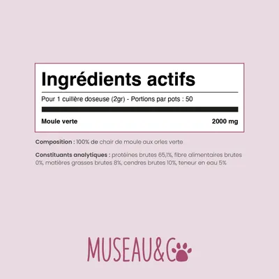 Moule Verte - Anti-Inflammatoire - Mobilité - Oméga-3 - Chien & Chat - 100g