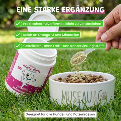 Museau & Co | Grünlippmuschel aus Neuseeland | Gelenke | Hund & Katze Museau & Co | Grünlippmuschel aus Neuseeland | Gelenke | Hund & Katze