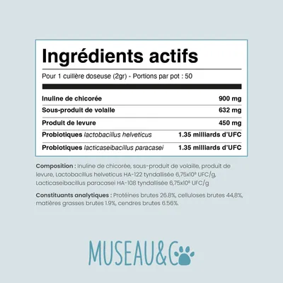 Probiotiques - Flore Intestinale - Digestion - Transit - Chien Chat - 100g