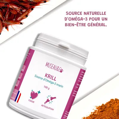 Krill - Articulation - Oméga-3 - Souplesse - Mobilité - Chien & Chat - 100g