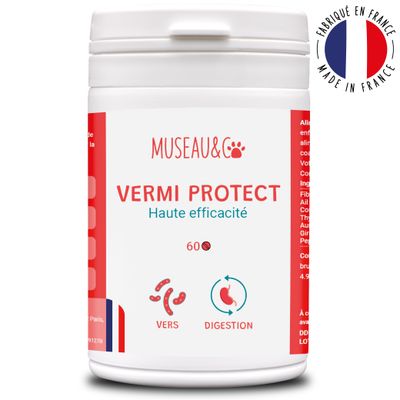 Vermi Protect - Vermifuge Naturel - Parasitaire - Chien et Chat - 60cpr 1 boite