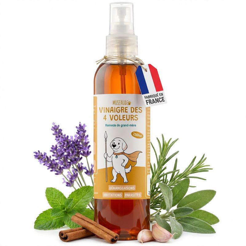 Vinaigre Des 4 Voleurs - Répulsif - Puces - Pelage - Chien & Chat - 250ml