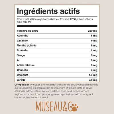 Vinaigre Des 4 Voleurs - Répulsif - Puces - Pelage - Chien & Chat - 100ml