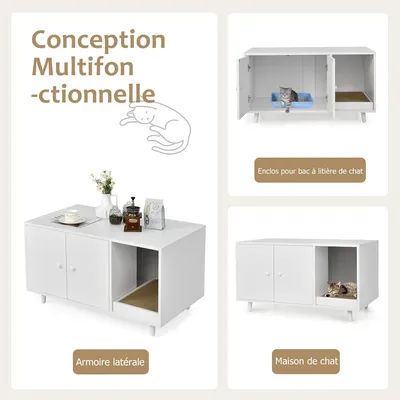 GIANTEX Maison de Toilette pour Chat en Bois,Double Portes 90 x 50 x 50CM
