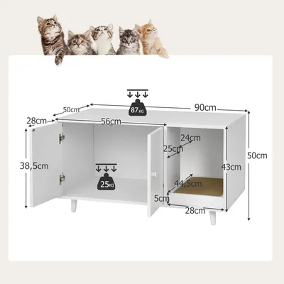 Giantex Maison de Toilette pour Chat en Bois,Double Portes 90 x 50 x 50CM