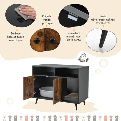 Giantex Maison de Toilette pour Chat,Double Porte,Compartiments 90x50x70 CM