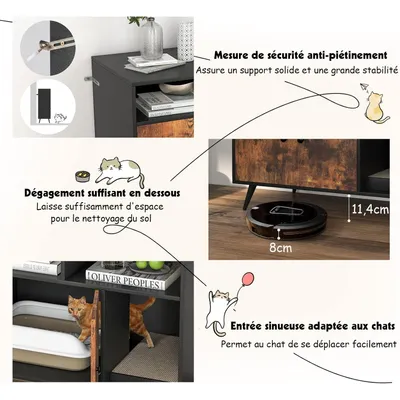 Giantex Maison de Toilette pour Chat,Double Porte,Compartiments 90x50x70 CM