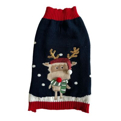 Mon Ami Luki - Pull noel brode renne-pour chien- deguisement tricote