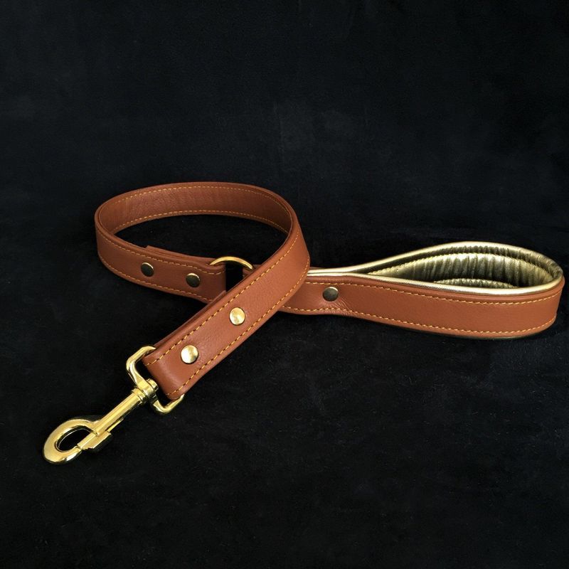 Leine aus weichem Leder mit Messingbeschichtung