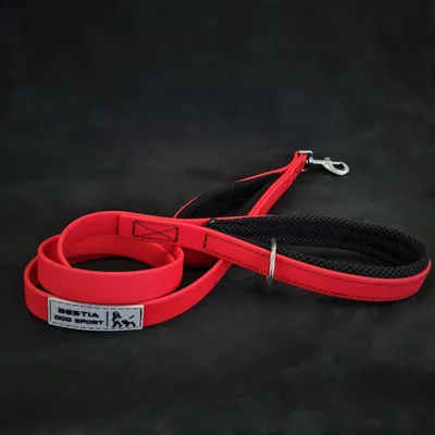 BESTIA DOG SPORT DOPPELGRIFF LEINE ROT