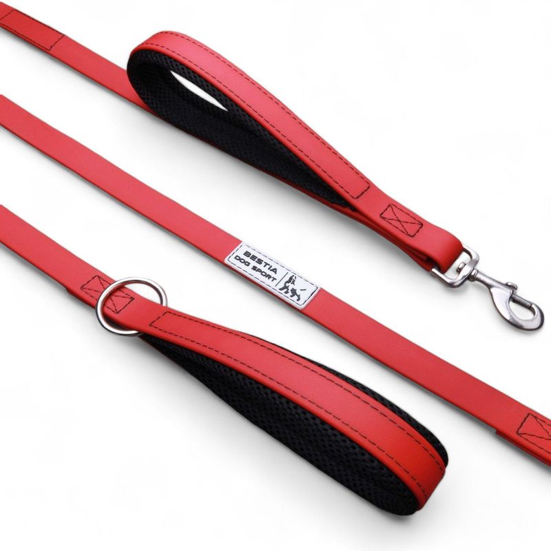 BESTIA DOG SPORT DOPPELGRIFF LEINE ROT