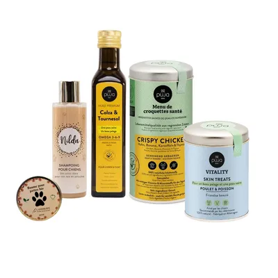 PUJA Paquet beauté 5 pièces pour chiens avec friandises en récompense