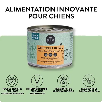 PUJA Premium nourriture humide pour chiens avec poulet et légumes