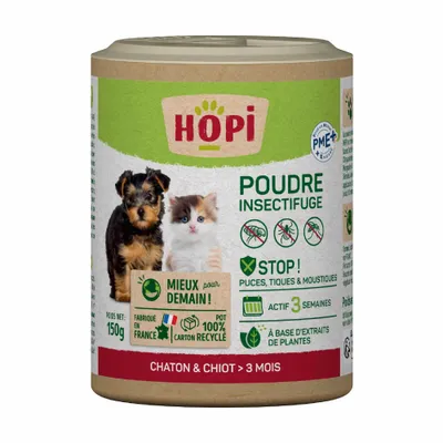 HOPI Poudre Anti Puces Chat&Chien sans rinçage - Pratique et Facile