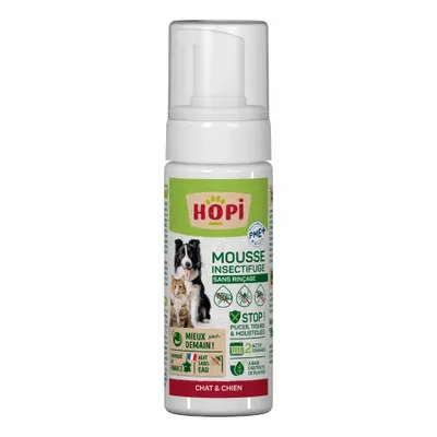 HOPI Mousse Insectifuge sans rinçage Chat&Chien - Pratique et Econome HOPI Mousse Insectifuge sans rinçage Chat&Chien - Pratique et Econome