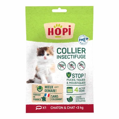 HOPI Collier Anti Puces Chat&Chaton - Taille 35 cm - 4 Mois de Protection