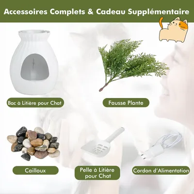 Giantex Bac à Litière pour Chat,Contrôle Intelligent des Odeurs