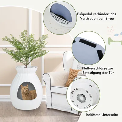 Giantex Katzentoilette 63 l, Kunstpflanze, Kieselsteine Giantex Katzentoilette 63 l, Kunstpflanze, Kieselsteine
