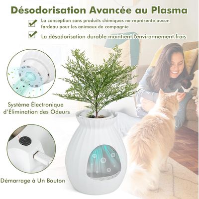 Giantex Bac à Litière pour Chat,Contrôle Intelligent des Odeurs
