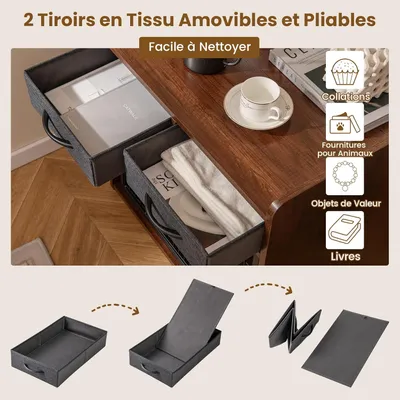 Giantex Caisse pour Chien en Bois,2 Tiroirs en Tissu,Porte Verrouillable