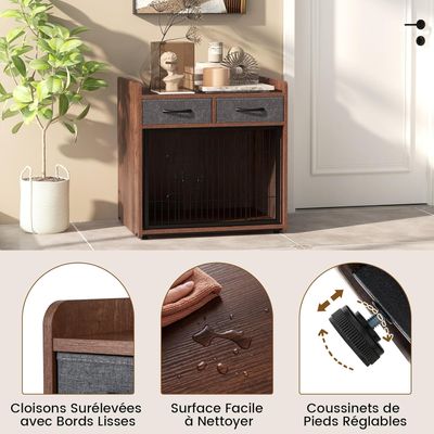 Giantex Caisse pour Chien en Bois,2 Tiroirs en Tissu,Porte Verrouillable