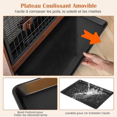 Giantex Cage pour Chien,Porte à Verrou,Plateau Amovible,62x49,5x61cm 50 KG