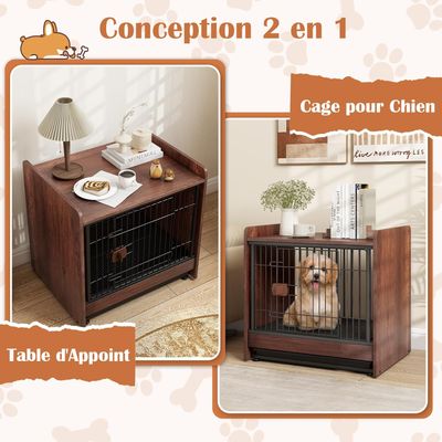 Giantex Cage pour Chien,Porte à Verrou,Plateau Amovible,62x49,5x61cm 50 KG