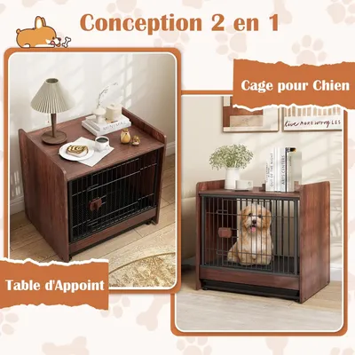 Giantex Cage pour Chien,Porte à Verrou,Plateau Amovible,62x49,5x61cm 50 KG