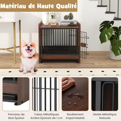 Giantex Cage pour Chien,Porte à Verrou,Plateau Amovible,62x49,5x61cm 50 KG