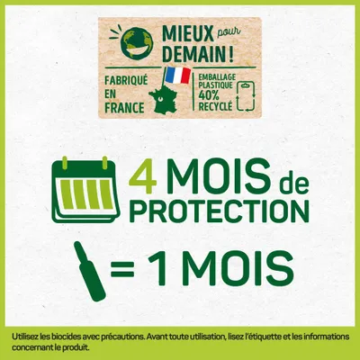 HOPI Pipettes Anti Puces Chien&Chiot de Moins 10 kg - 4 Mois de Protection