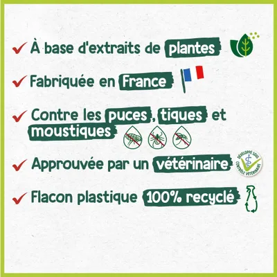 HOPI Spray Lotion Anti Puces Sans Rinçage Chien 500 ml - A base de Plantes