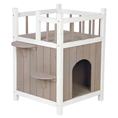 animallparadise - Maison avec balcon pour chat 45 x 65 x 45 cm pour l'extér