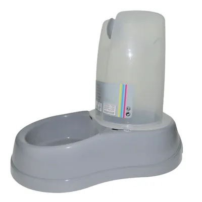 Distributeur d'eau 1.5 litres, gris en plastique, pour chien ou chat