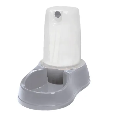 Distributeur d'eau 1.5 litres, gris en plastique, pour chien ou chat