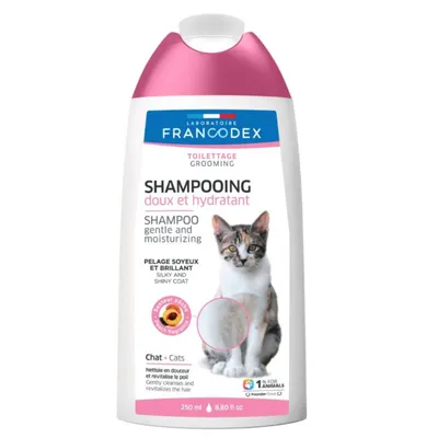 Shampooing doux et hydratant pour chat au D-panthénol, pH neutre, flacon 25 Shampooing doux et hydratant pour chat au D-panthénol, pH neutre, flacon 25