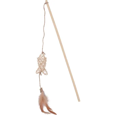 animallparadise - 3 cannes à pêche en bambou, jouet rotin, Matatabi et cart