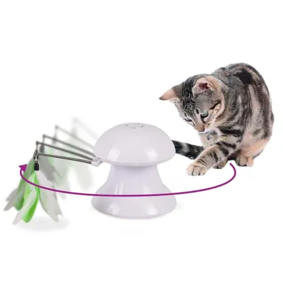 animallparadise - Jouet 2 en 1 avec plume et pointeur lumineux pour chat.