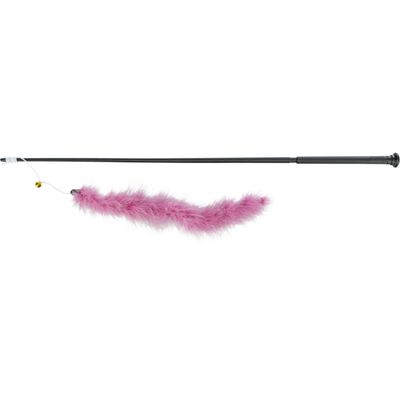 Canne à pêche XXL avec boa de plumes, taille 65 cm pour chat.