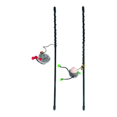 1 Canne à pêche  Mishka souris avec grelot  jeux pour chat couleurs aléatoi