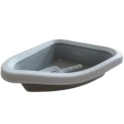 Bac à litière Corner gris pierre 54 x 40 x 40 cm hauteur 14 cm pour chat