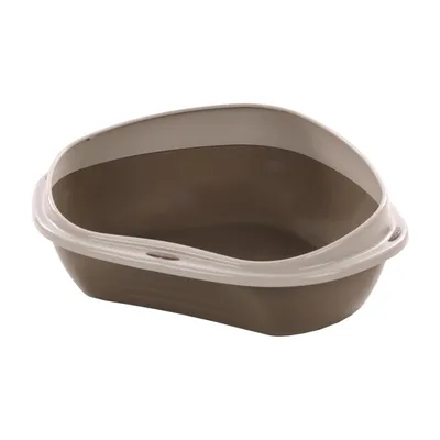 Bac à litière angle Sadio L taupe 58.5 x 48 x 20.5 cm pour chat