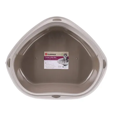 Bac à litière angle Sadio L taupe 58.5 x 48 x 20.5 cm pour chat Bac à litière angle Sadio L taupe 58.5 x 48 x 20.5 cm pour chat