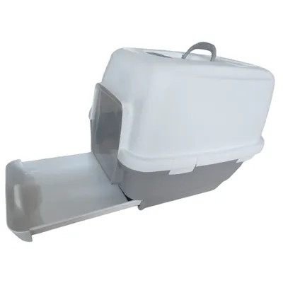 animallparadise - Maison de toilette Clever & Smart grise à tiroir, taille